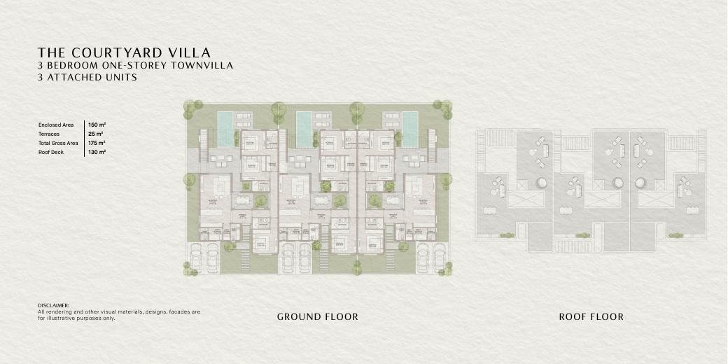 Courtyard Villa floor plan and area schedule from SODIC brochure