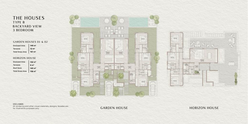 Garden House floor plan and area schedule from SODIC brochure