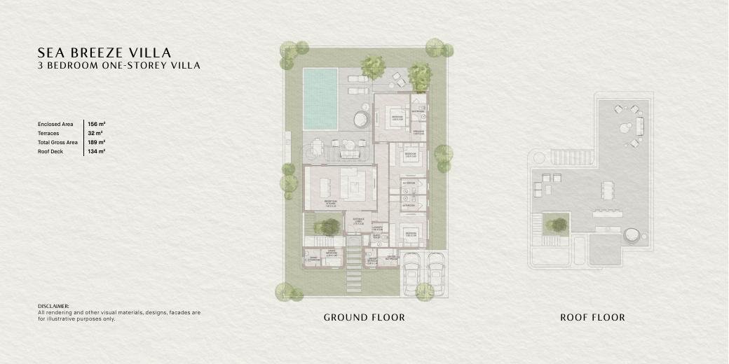Sea Breeze Villa floor plan and area schedule from SODIC brochure